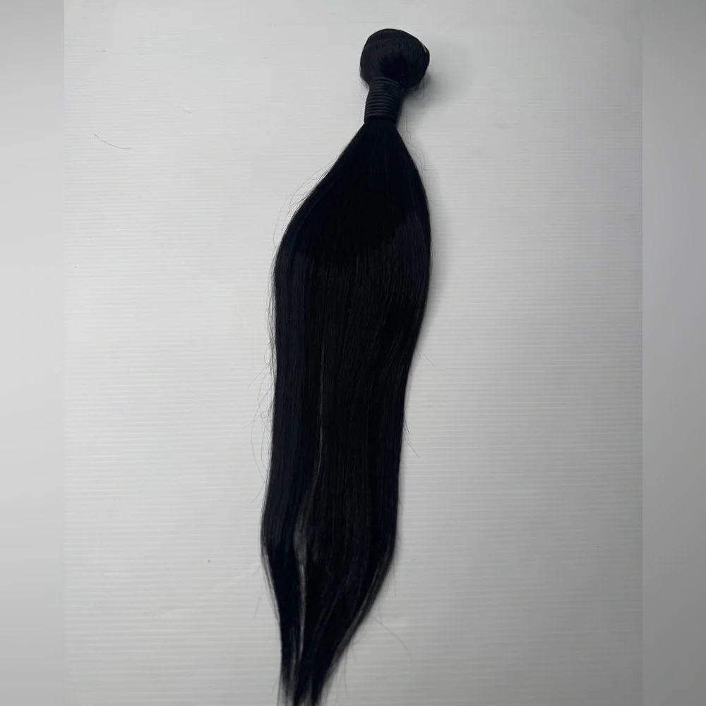 19” Human Hair Blend Straight Bundle – Natural Black, Soft Silky Weft, Heat-Safe